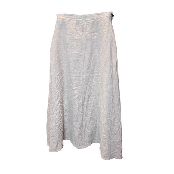 Linen Wrap Midi Skirt Women's Size Small Light Gray Side Pocket Minimalist Boho - Picture 2 of 8